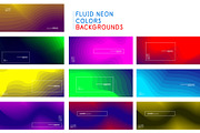 Set of dynamic fluid neon color wave