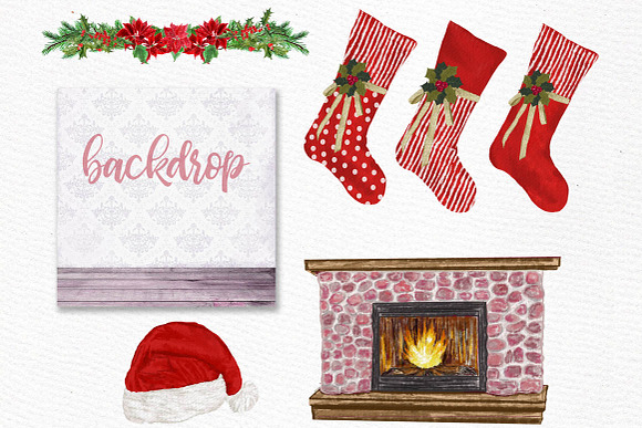 Christmas family clipart Fireplace in Illustrations - product preview 2