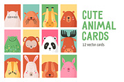 Cute animals card set