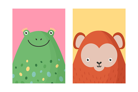 Cute animals card set in Illustrations - product preview 1