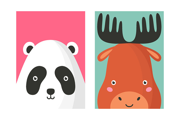 Cute animals card set in Illustrations - product preview 2