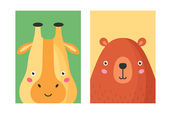 Cute animals card set in Illustrations - product preview 3
