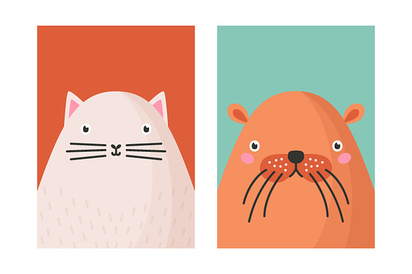 Cute animals card set in Illustrations - product preview 4
