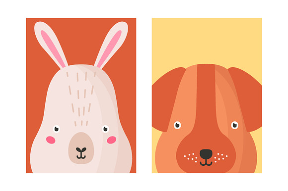 Cute animals card set in Illustrations - product preview 5