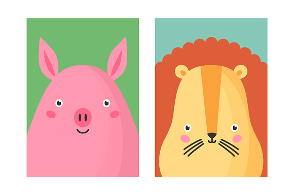Cute animals card set in Illustrations - product preview 6