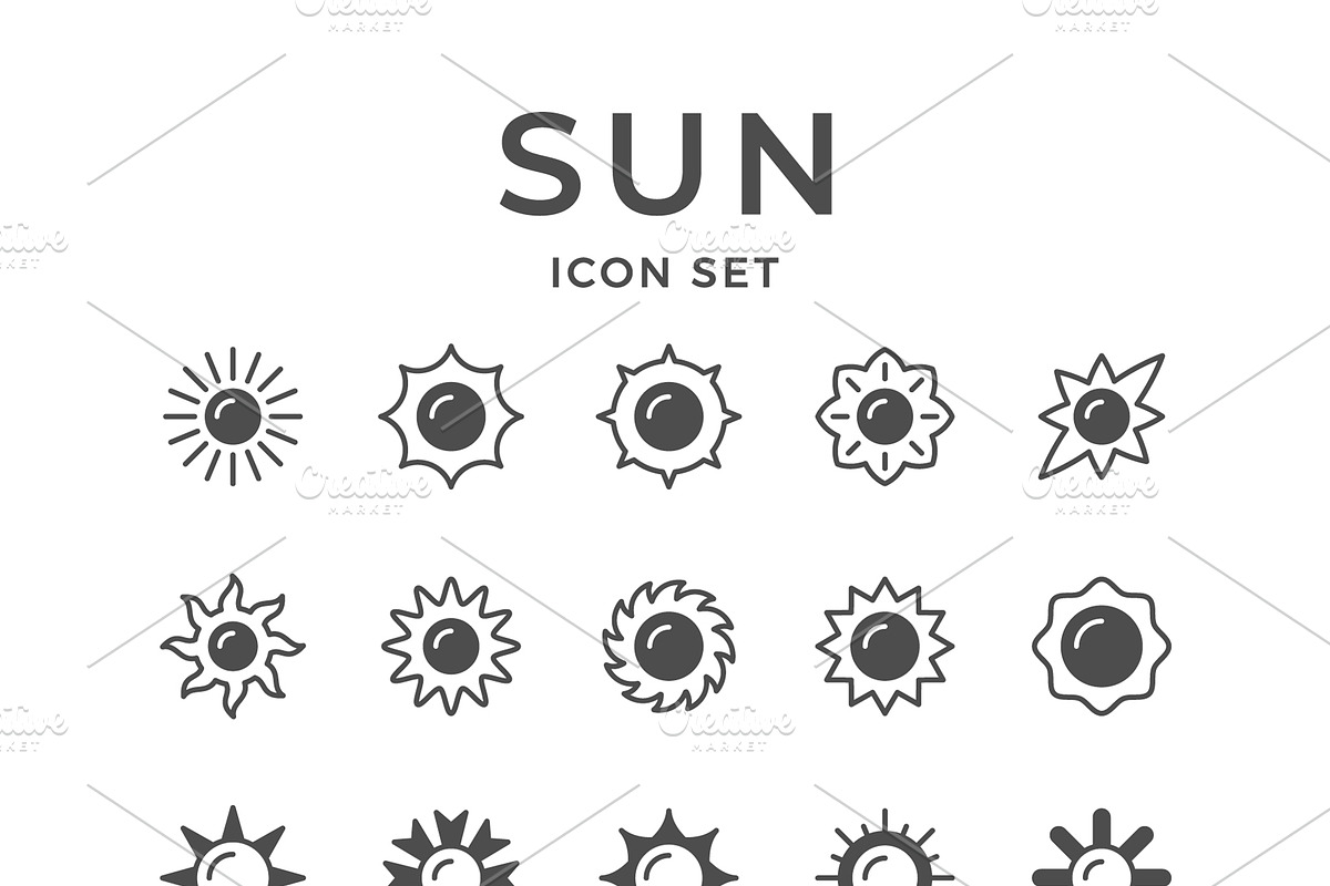 Set Glyph Icons of Sun in Icons - product preview 8