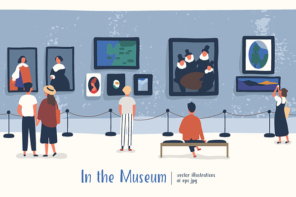 Museum visitors illustrations