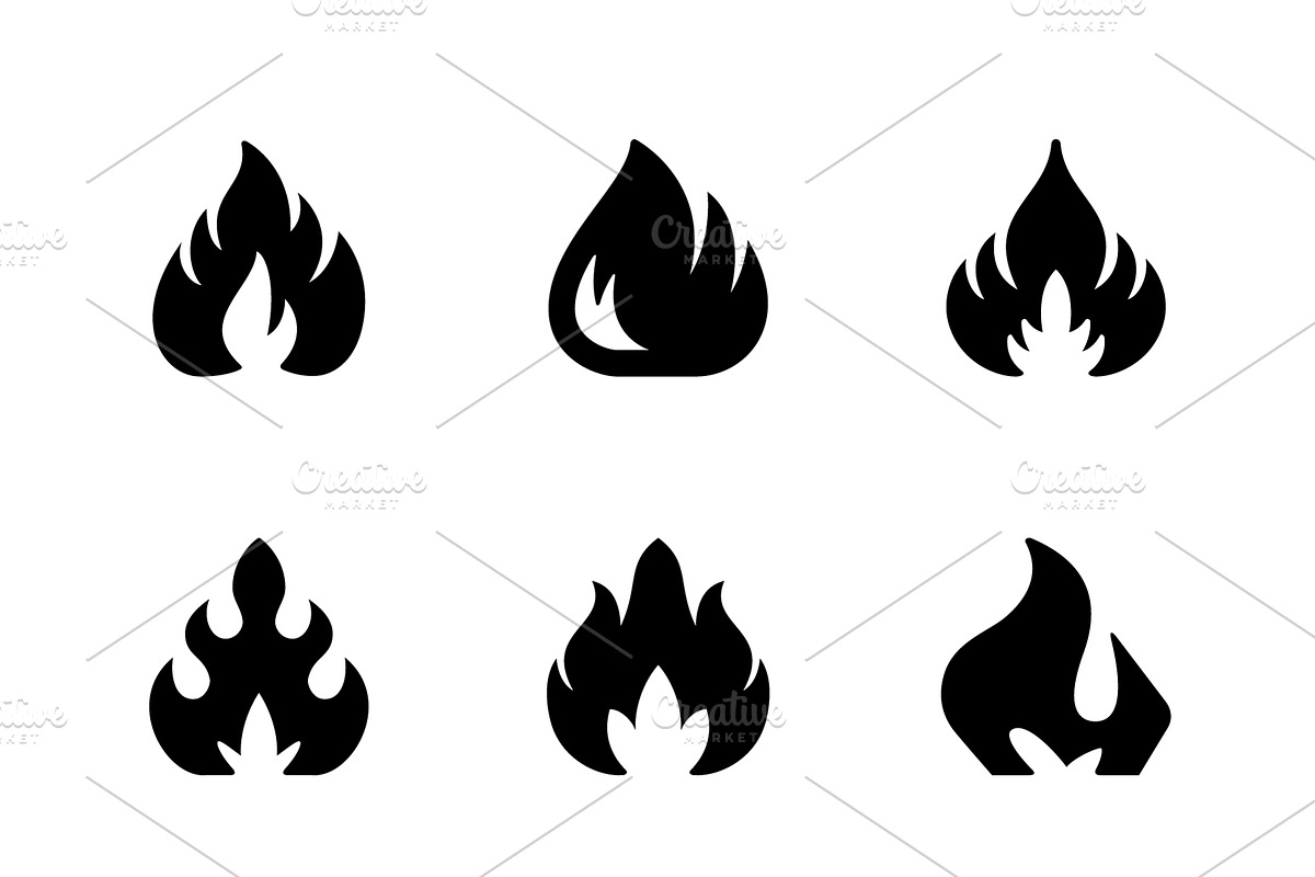Set glyph icons of fire or flame in Icons - product preview 8