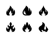 Set glyph icons of fire or flame
