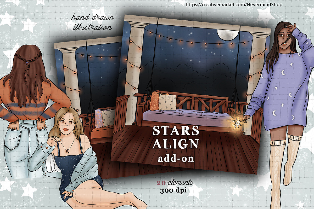 Galaxy Stargazing Scene illustration in Illustrations - product preview 8
