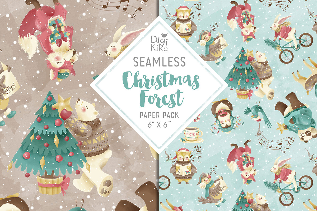 Christmas Forest Seamless Patterns in Patterns - product preview 3