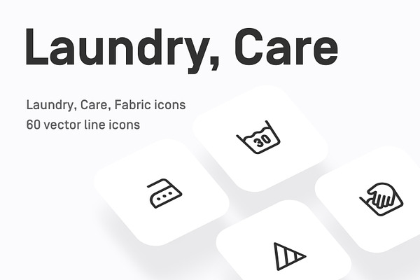 Laundry Symbols, Washing Line icons