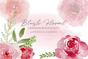 Blush Watercolor Floral Graphics