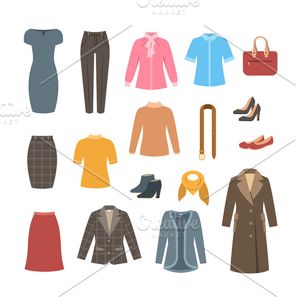 Business Woman Basic Clothes Icons in Icons - product preview 1