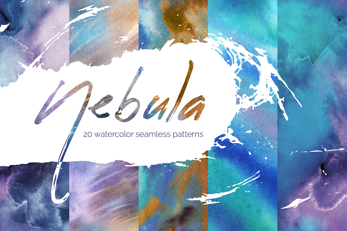Nebula: watercolor seamless patterns in Patterns - product preview 8