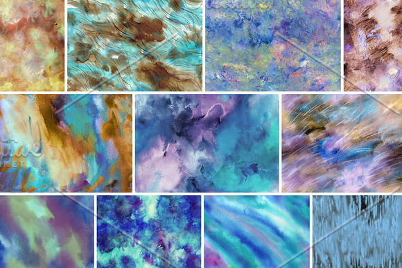 Nebula: watercolor seamless patterns in Patterns - product preview 2