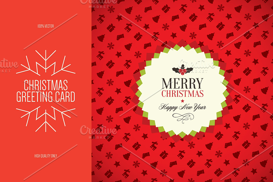 Christmas and New Year greeting card in Postcard Templates - product preview 8