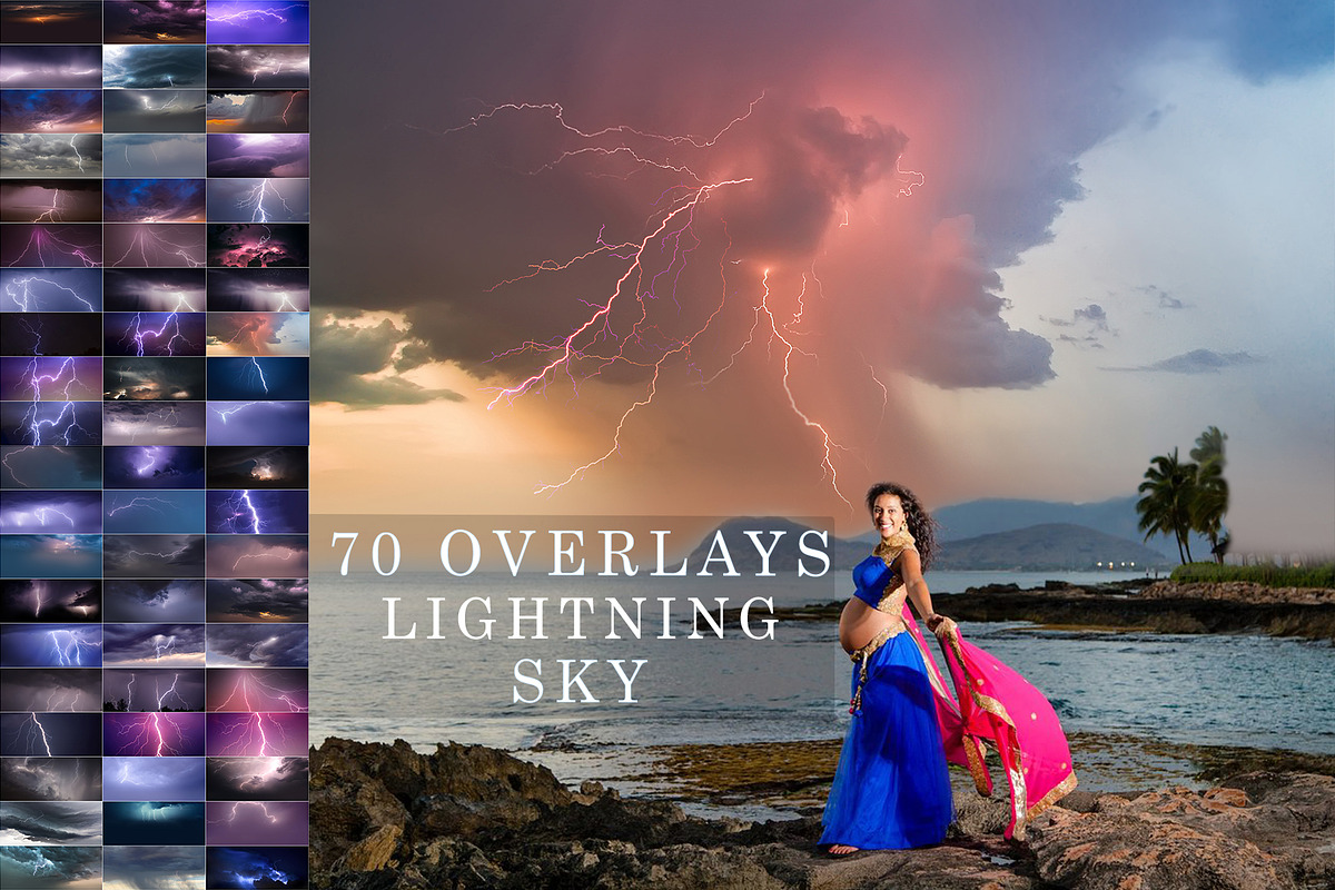 Lighting sky overlays, stormy skies in Graphics - product preview 8
