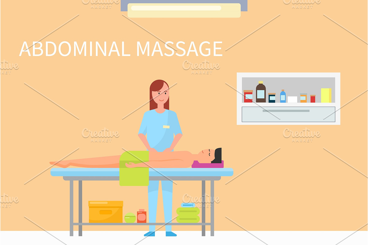 Massage Therapy Abdominal Belly Care in Illustrations - product preview 8