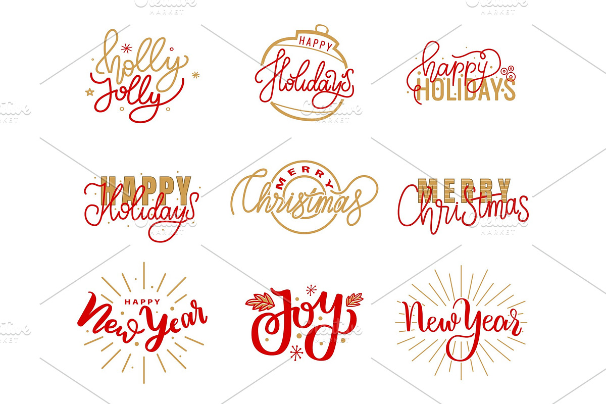 Happy Holidays Lettering Hand Drawn in Objects - product preview 8