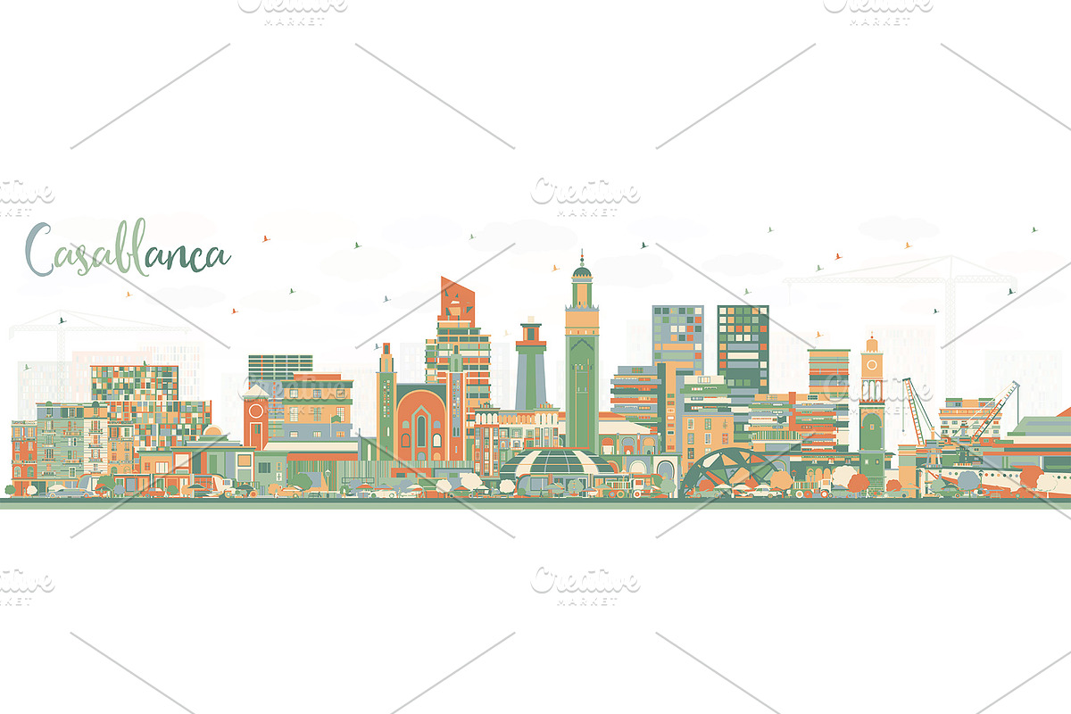 Casablanca Morocco City Skyline in Illustrations - product preview 8