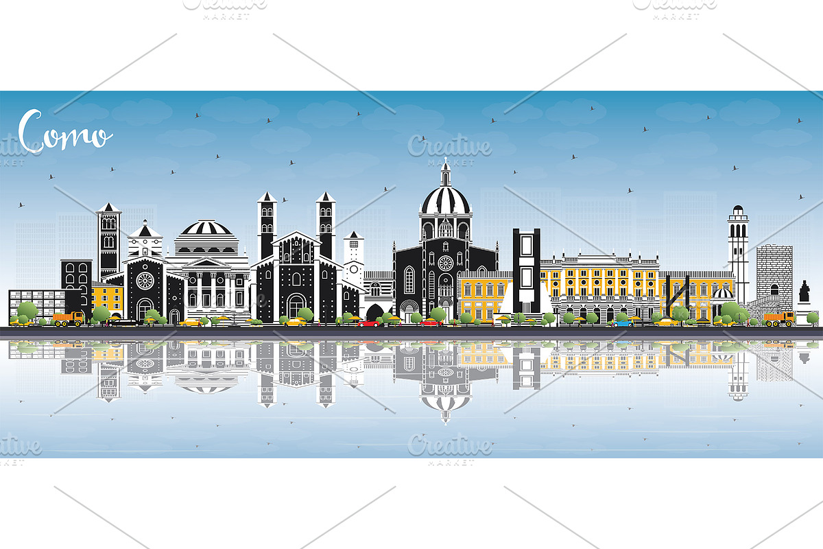 Como Italy City Skyline in Illustrations - product preview 8