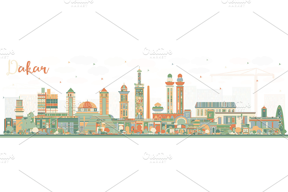 Dakar Senegal City Skyline in Illustrations - product preview 8