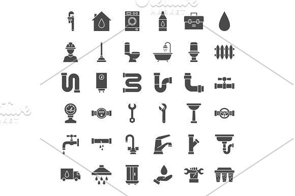 Plumbing Line Art Icons in Icons - product preview 2