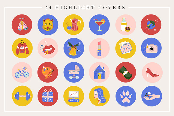 24 Cartoon Highlight Icon Set in Icons - product preview 1