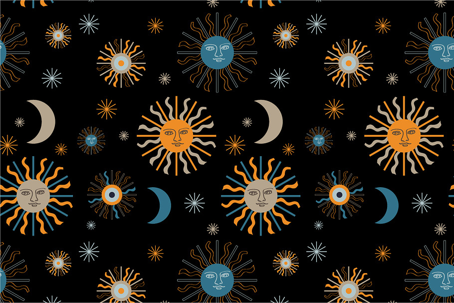 Seamless pattern "Sun and Moon" in Patterns - product preview 8