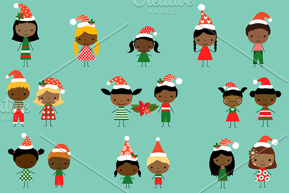Cute Christmas Stick Figures Clipart in Illustrations - product preview 1