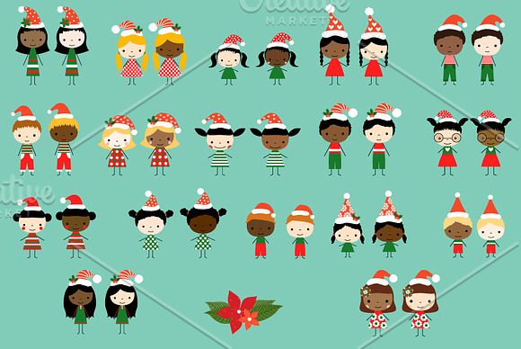 Cute Christmas Stick Figures Clipart in Illustrations - product preview 2