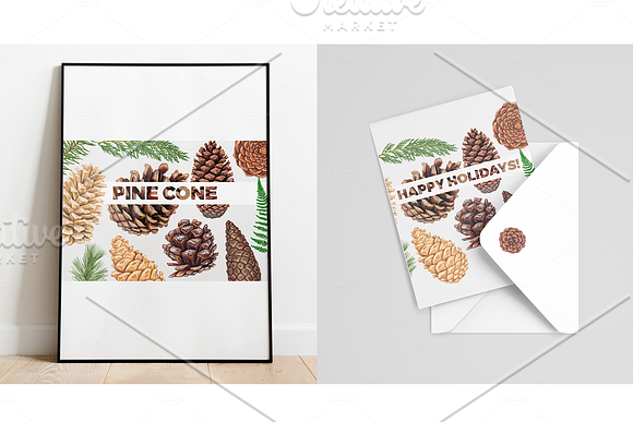 Pine cones and branches in Illustrations - product preview 7