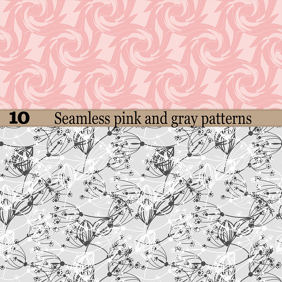 10 Seamless pink and grey patterns in Patterns - product preview 1