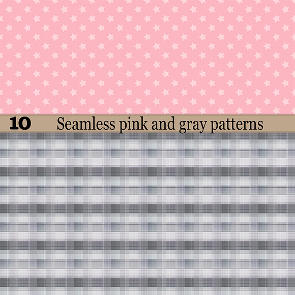 10 Seamless pink and grey patterns in Patterns - product preview 2