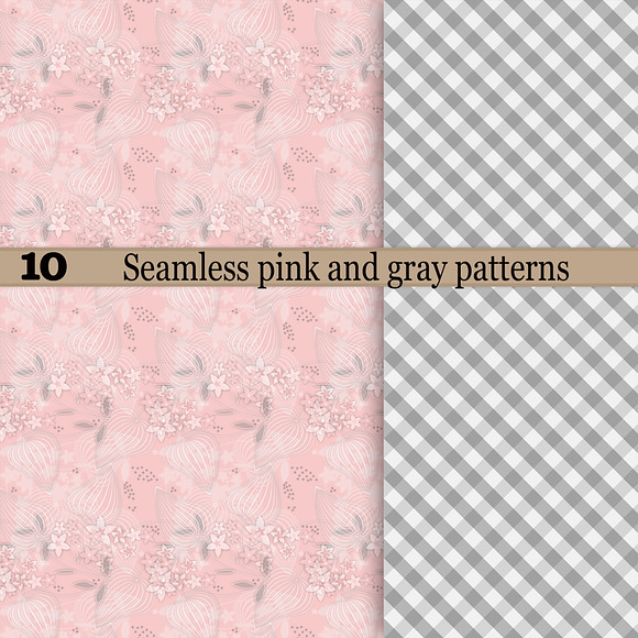 10 Seamless pink and grey patterns in Patterns - product preview 3