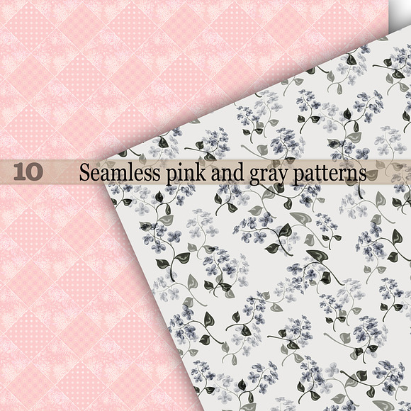 10 Seamless pink and grey patterns in Patterns - product preview 4