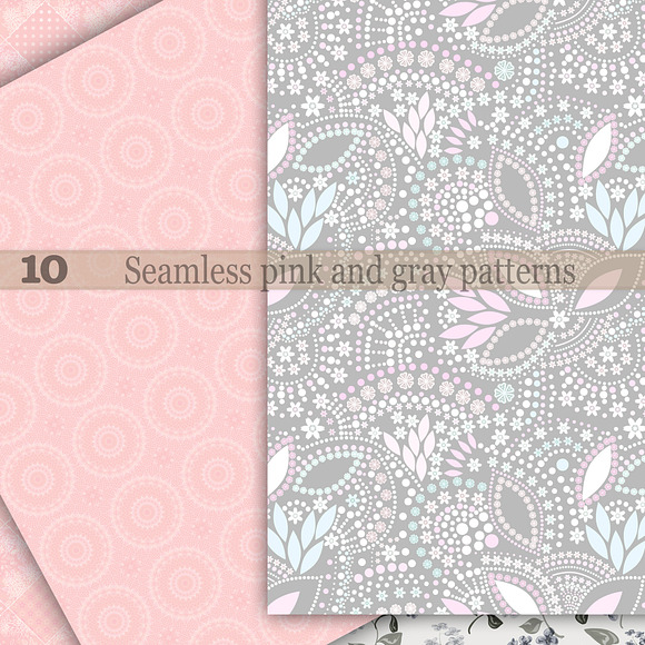 10 Seamless pink and grey patterns in Patterns - product preview 5