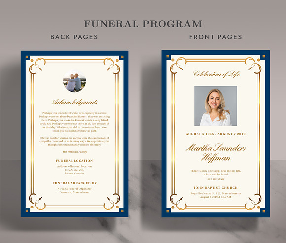 Funeral/ Memorial Card Program FP003 in Brochure Templates - product preview 1