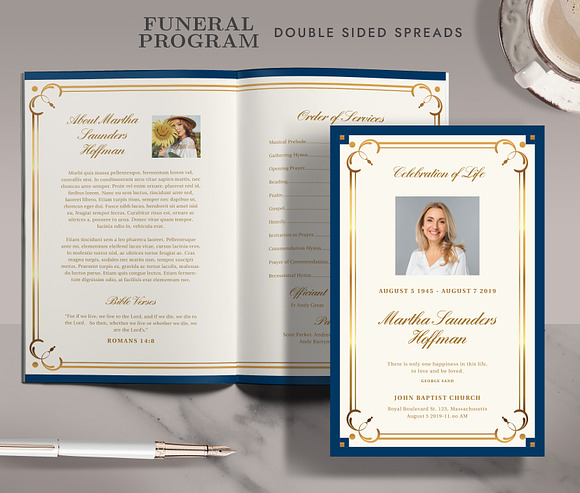 Funeral/ Memorial Card Program FP003 in Brochure Templates - product preview 2