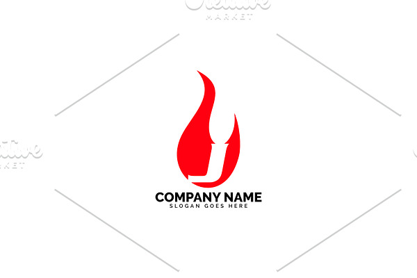 j letter flame logo