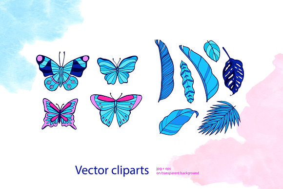 Neon tropical flowers and leaves in Objects - product preview 2