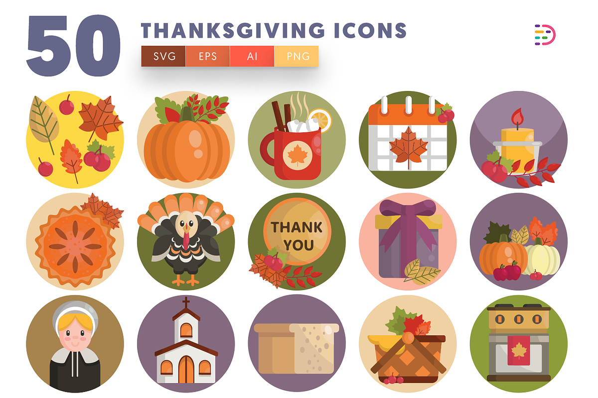 50 Thanksgiving Icons in Icons - product preview 8