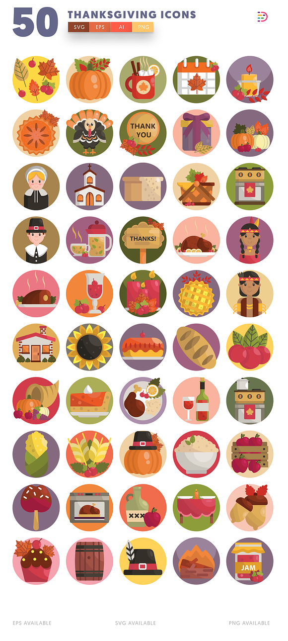 50 Thanksgiving Icons in Icons - product preview 1