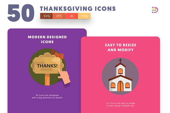 50 Thanksgiving Icons in Icons - product preview 2