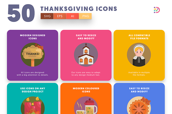 50 Thanksgiving Icons in Icons - product preview 5