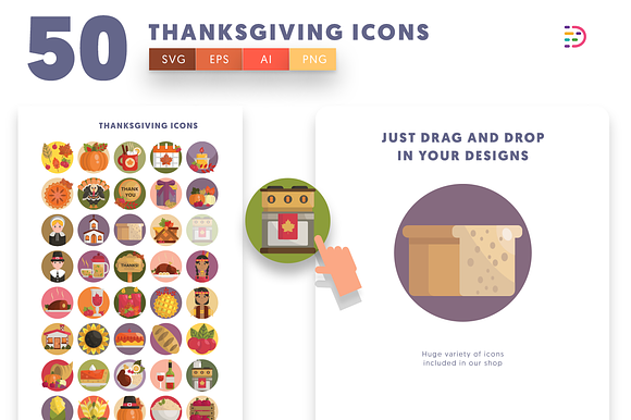 50 Thanksgiving Icons in Icons - product preview 6