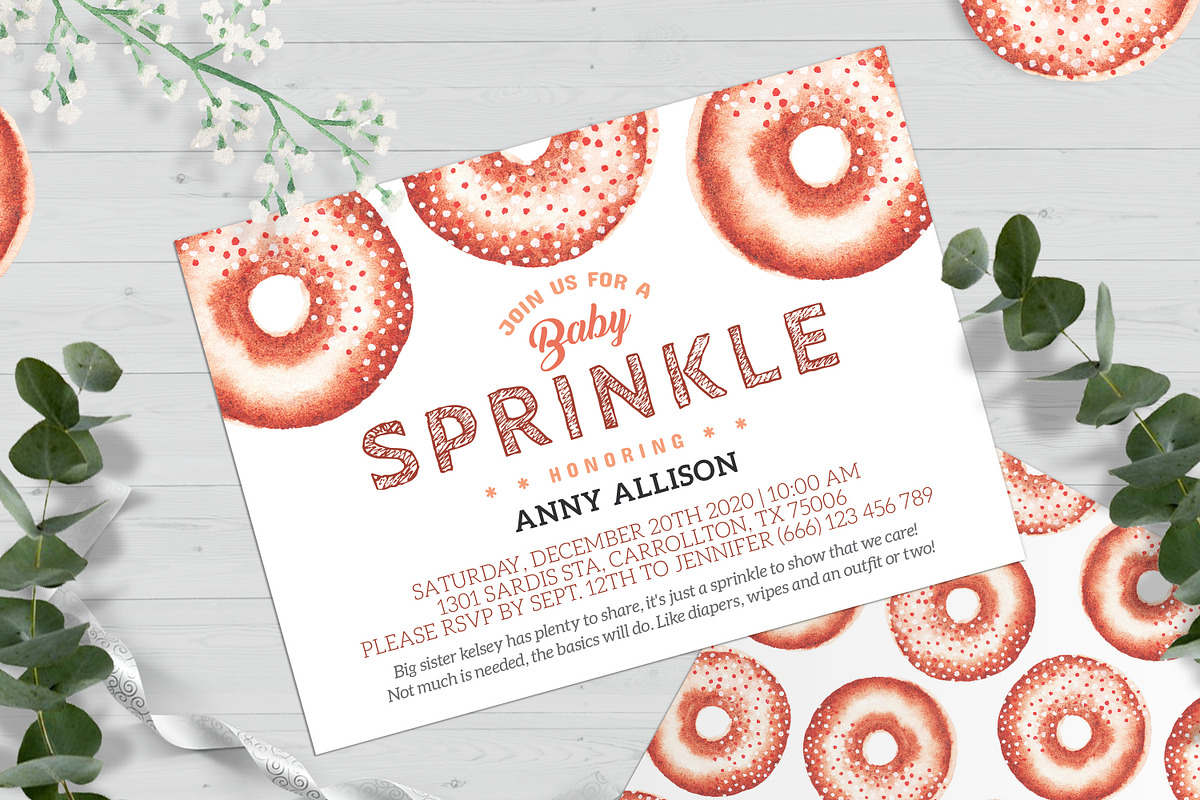 Baby Sprinkle Invitation in Card Templates - product preview 8
