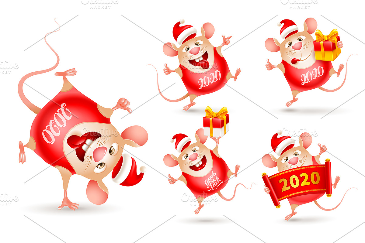 Set of New Year Rats, 2020 New Year in Illustrations - product preview 8