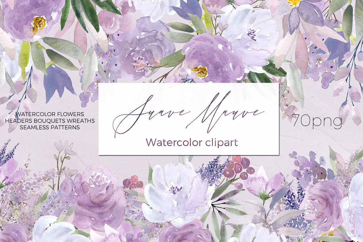 Sauve Mauve. Watercolor flowers in Illustrations - product preview 8